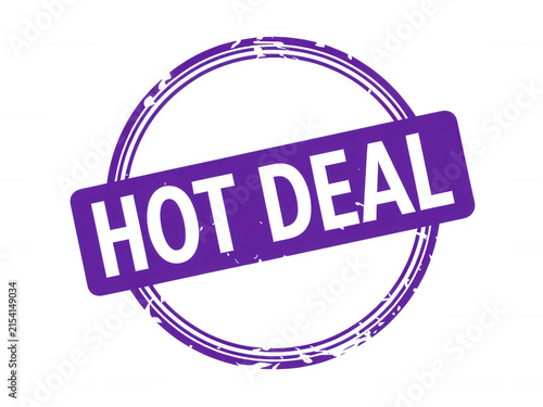 Purple circular rubber stamp with the text hot deal isolated on transparent background for sales and marketing