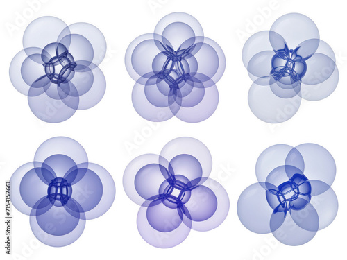Set of abstract blue interconnected spheres isolated on transparent background for scientific or molecular design