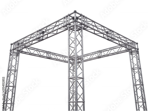 Industrial metal truss structure for event stage construction isolated on transparent background for design projects