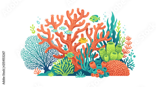Colorful Coral Reef Underwater Ecosystem Illustration