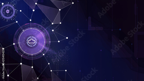 Abstract startup technology background, interconnected geometric nodes, glowing digital network, innovative startup ecosystem, artificial intelligence, fintech and cloud technology concept,