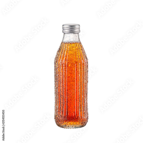Cold drink with condensation on glass bottle isolated on transparent background png