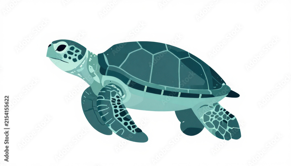 Fototapeta premium Sea turtle illustration. Isolated marine reptile graphic for aquatic design projects.