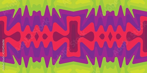 Принти на полотні Symmetrical Retro Purple Green Wave Pattern