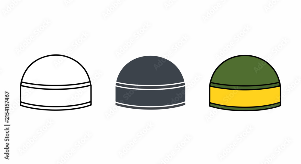 Obraz premium Military style helmet icon collection - Flat icon, outline, glyph, linear, logo template - SVG icon - Black Icon, PNG icon- Clipart, sticker - icon set