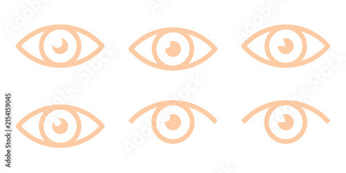 Quadro su tela Peach Flat Eye Icon Set Isolated on Transparent Background PNG Vision Sight Vect