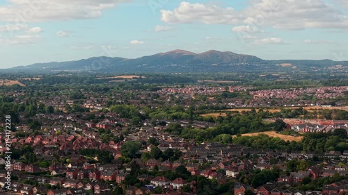 Drone aerial view of Worcestershire and the Malvern Hills