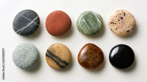 Collection of Eight Smooth, Polished, and Unique Natural Stones.