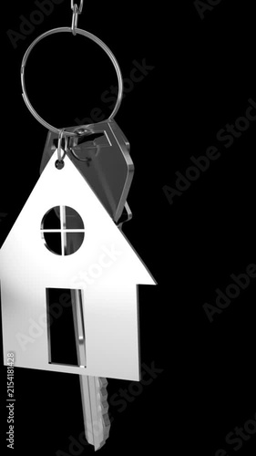 Animation of house for sale sign and house keys on black background