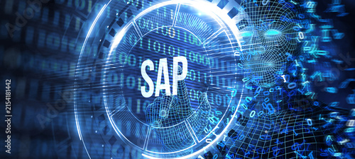 SAP System Software Automation concept on virtual screen data center. Business, modern technology, internet and networking concept. 3d illustration