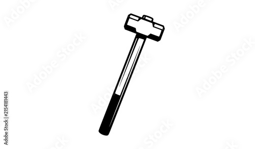 Konstfotografi Large Sledgehammer Black and White Vector Illustration for Construction and Demo