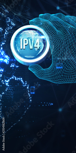 Business, Technology, Internet and network concept. IPV4 abbreviation. Modern technology concept. 3d illustration