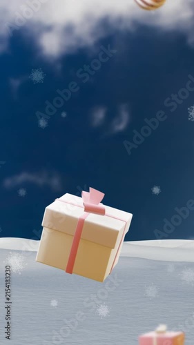 Animation of calendar with 25 number date and christmas decorations