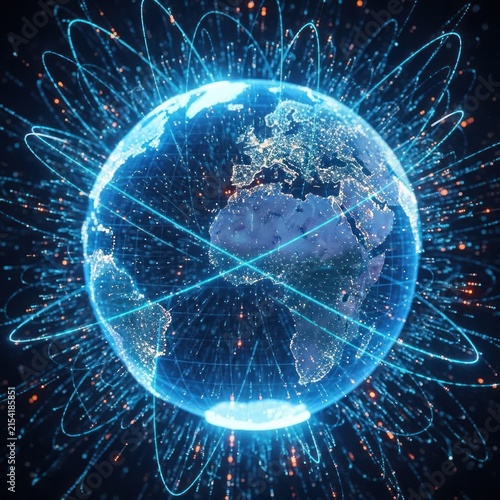 Digital globe futuristic representation of global communication networks
