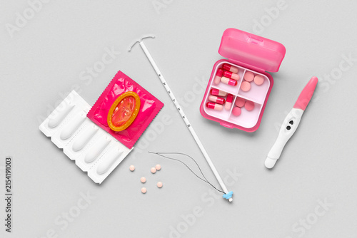 фотографія Contraception methods and pregnancy test kit for family planning and reproductiv