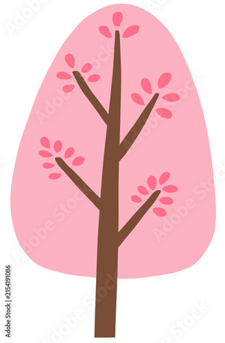 pink spring tree doodle botanical illustration