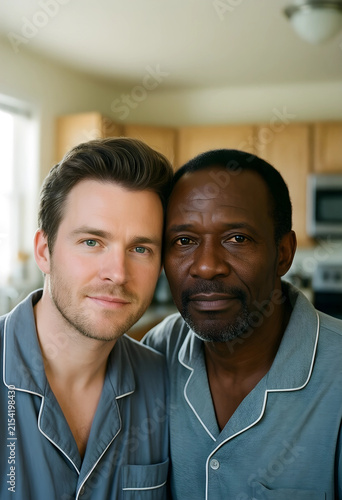 Diverse gay couple in match...