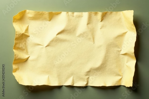 A Pale Yellow Fabric Drape, Wrinkled and Relaxed, on a Muted Green Background