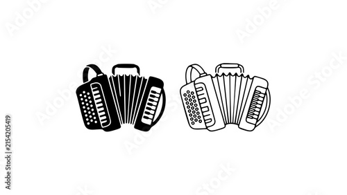 accordions vector icons combining silhouette with outline art for music silhouette silhouette with outline art vector