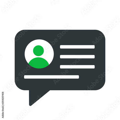 A green person profile message icon 