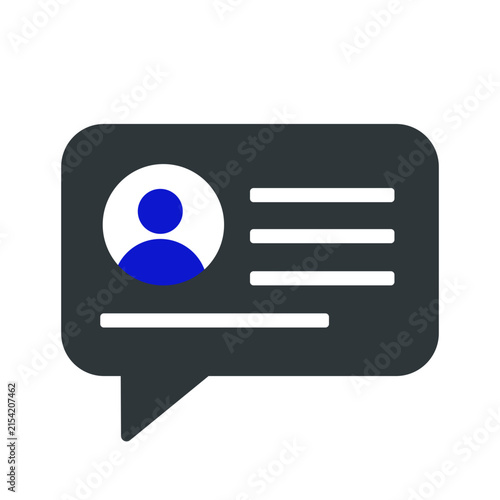 Social media icon with a blue person profile - chat card