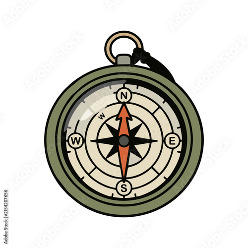 Vintage Navigation Compass Vector Illustration For Travel Direction And Outdoor Adventure