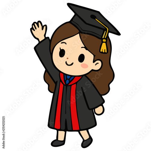 Cute Female Graduate Cartoon Vector Character
