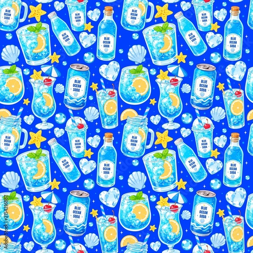 Cute Blue Ocean Soda Seamless