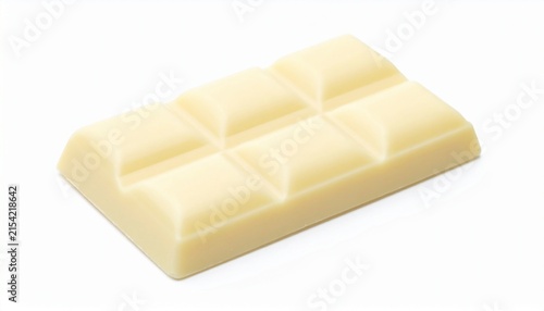 Smooth White Chocolate Bar with Distinct Segments on a Clean White Background for Confectionery and Dessert Themes