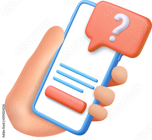 3d question mark icon and question button