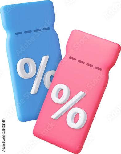 3d discount coupon with percentage sign
