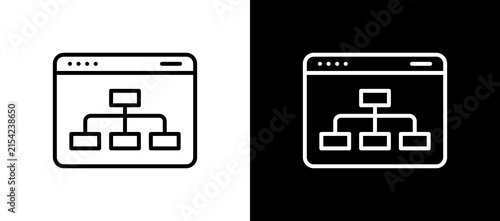 фотографія Sitemap Icon On White and Black Backgrounds.