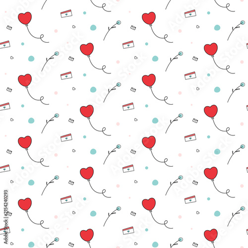 Seamless pattern with Valentine's Day elements. Ideal for textile, wrapping paper design and packaging. Hand drawn vector background.