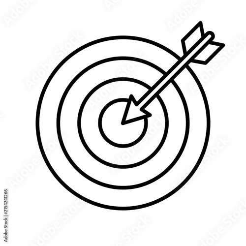 Target with Arrow Hitting Bullseye Outline Icon Symbolizing Success, Accuracy, Business Goals, and Precision Achievement