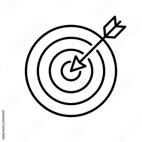 Target with Arrow Hitting Bullseye Line Icon