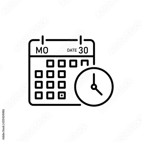 Calendar and Clock Icon for Appointment Scheduling, Event Planning, and Time Management