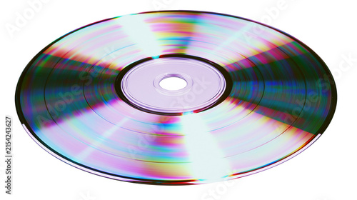 фотографія Shiny compact disc with rainbow spectrum reflection, isolated on transparent bac