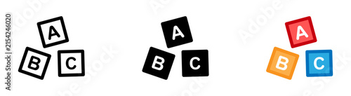 ABC letter blocks. Abc blocks icon set vector on isolated background.