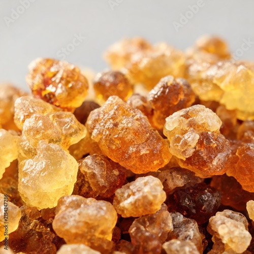 Macro close up of Boswellia serrata frankincense resin pieces