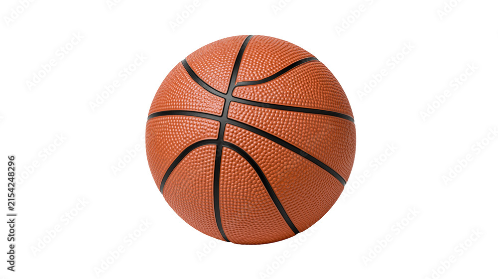 Fototapeta premium Standard orange basketball with black seams, isolated on transparent background