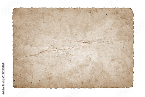 Back of an old photo isolated white, including clipping path