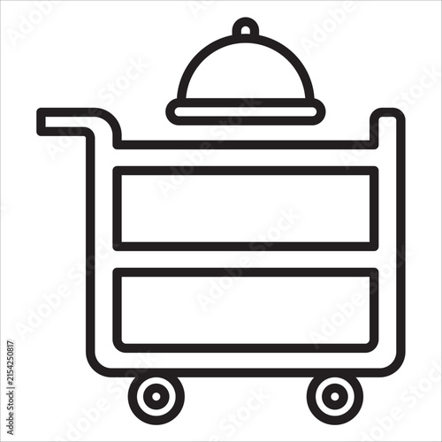 Hotel room service trolley outline vector icon
