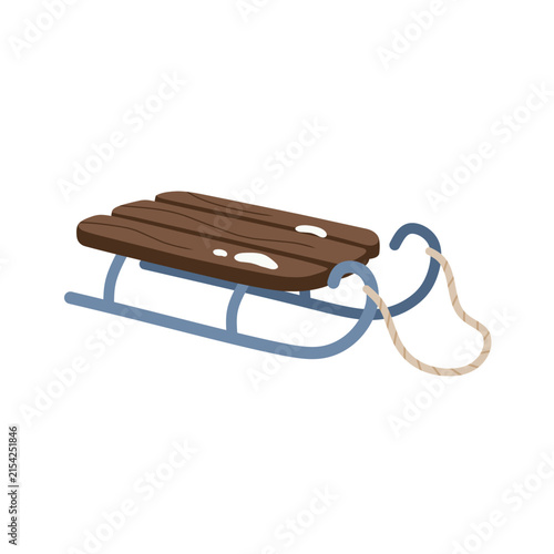 Classic Wooden Winter Snow Sled Vector Illustration