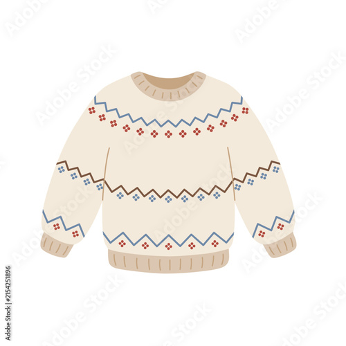 Cozy Fair Isle Knit Winter Sweater Vector Illustration
