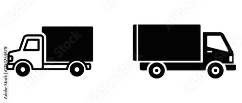 Logistics and shipping truck icons for cargo transport and delivery services with delivery shipping transport logistics transportation business commercial distribution