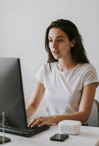 Young woman working remotel...