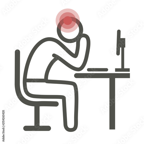 Stressed Office Worker Suffering From Headache Icon