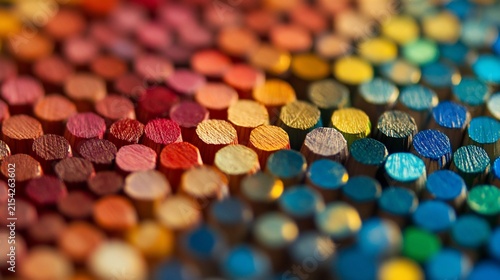 Abstract Background of Colorful Wooden Pencils Top View