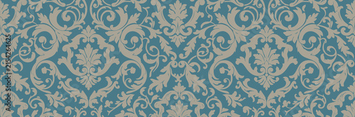 Canvas Print elegant damask flourish pattern vector background, baroque swirl ornament wallpa