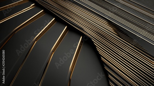 Abstract Background with Geometric Black and Gold Lines